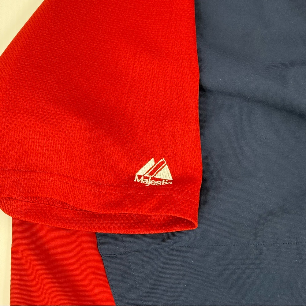 Majestic Cool Base Men's M 1/4 Zip Pullover Blue Red Jacket Removable Sleeves - Picture 9 of 16